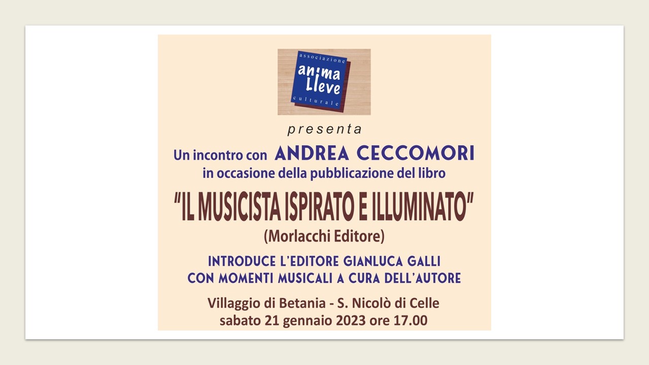 Presentazione del libro: “Il musicista ispirato e illuminato” 21 Gennaio